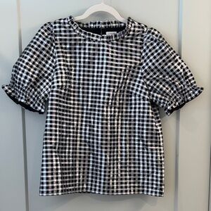 J. Crew Black and White Checkered Blouse